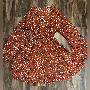 SHEIN Curve Brown Patterned Dress